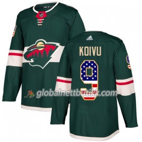 Minnesota Wild Hockeydrakt Mikko Koivu 9 2017-2018 USA Flag Fashion Grønn Adidas Authentic - Herre